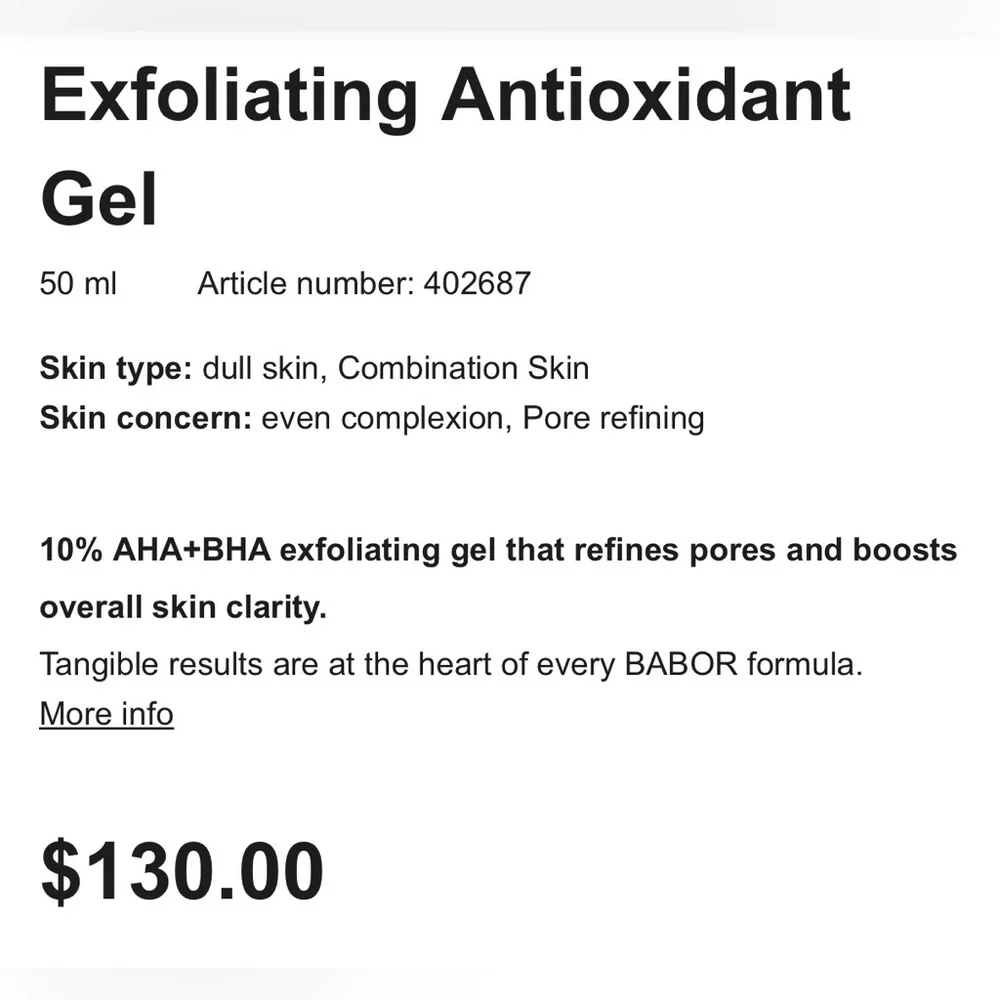 NIB 1.69oz Doctor Babor Exfoliating Antioxidant Gel